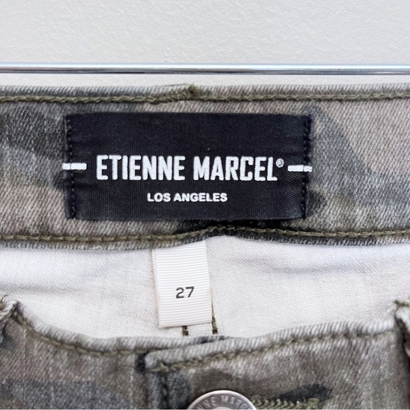 Etienne Marcel Denim Camo Zip Moto Mid Rise Skinny Jeans Size 27 - Picture 4 of 13